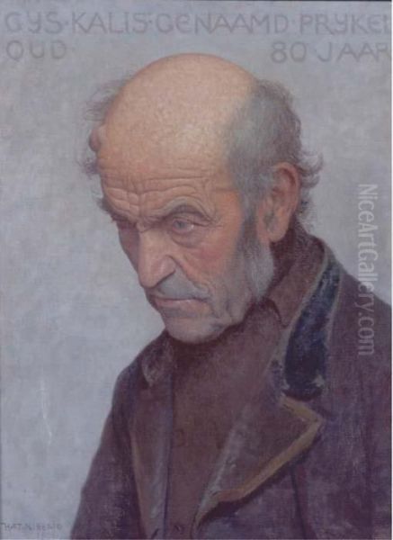 Portrait Of Gijs Kalis From Laren Oil Painting by Ferdinand Hart Nibbrig