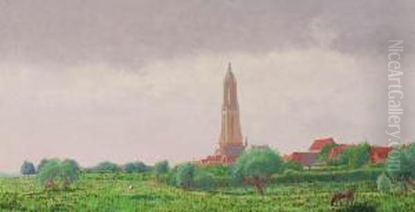 A View Of Rhenen Oil Painting by Ferdinand Hart Nibbrig