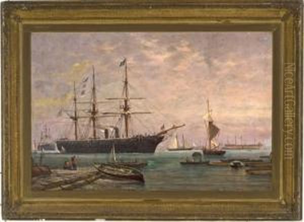 Harbor View Oil Painting by Richard Henry Nibbs