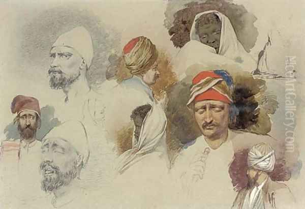 Study of Eastern heads and figures Oil Painting by Richard Dadd