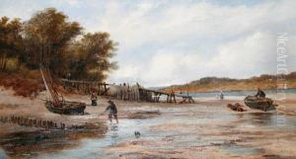 Low Tide Oil Painting by Richard Henry Nibbs