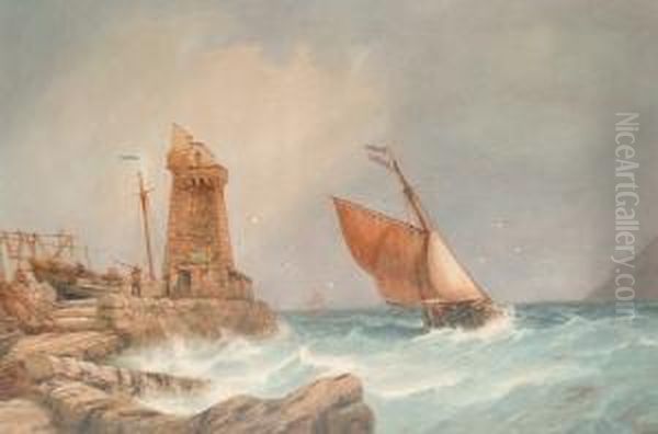 The Pier Oil Painting by Richard Henry Nibbs