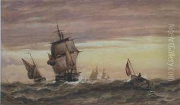 A Swell At Dusk Oil Painting by Richard Henry Nibbs