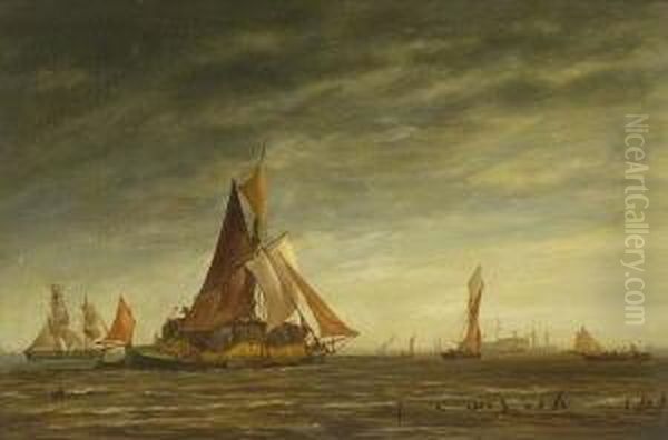 Hafenszene. Oil Painting by Richard Henry Nibbs