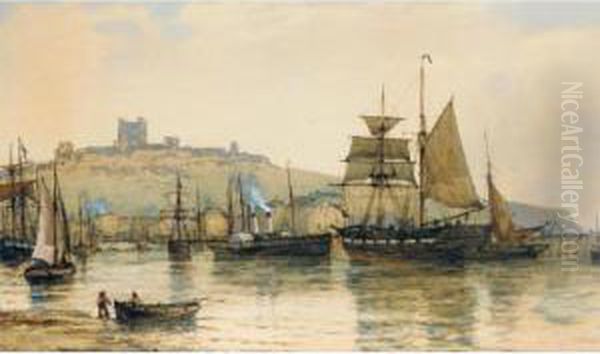 Dover Harbour Oil Painting by Richard Henry Nibbs