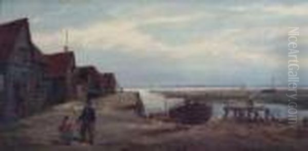 The Boatyard Oil Painting by Richard Henry Nibbs