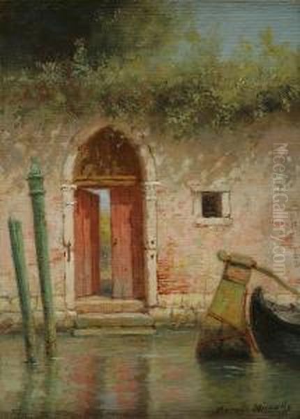 Venetian Red Gate Oil Painting by Burr H. Nicholls