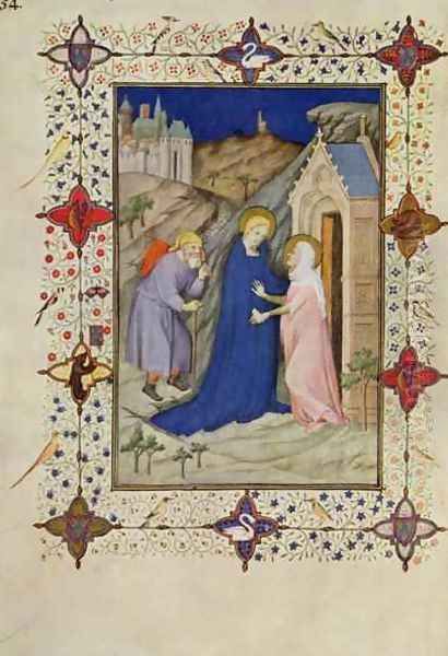 Hours of Notre Dame Laudes The Visitation from the Tres Riches Heures du Duc de Berry Oil Painting by Jacquemart De Hesdin