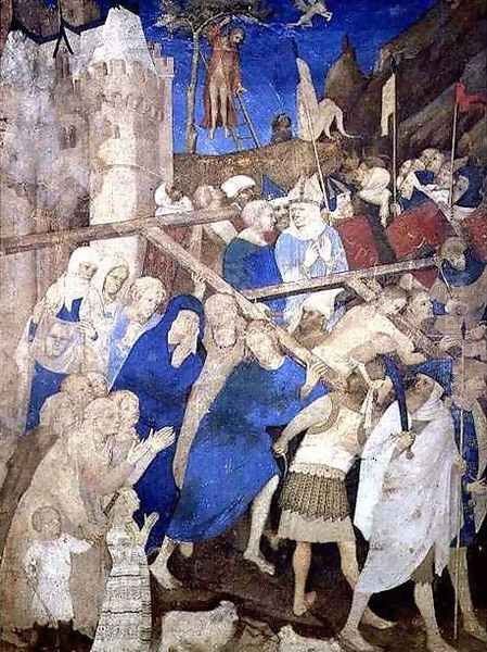 Christ Carrying the Cross from the Grandes Heures de Duc de Berry Oil Painting by Jacquemart De Hesdin