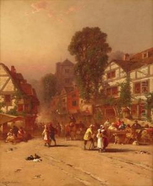 By The Tavern Oil Painting by George Washington Nicholson