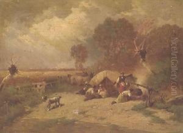 Gypsy Encampment Oil Painting by George Washington Nicholson