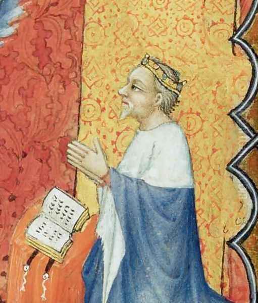 Jean de France 1340-1416 Duke of Berry Praying Before the Eternal Father from Les Petites Heures de Duc de Berry 2 Oil Painting by Jacquemart De Hesdin