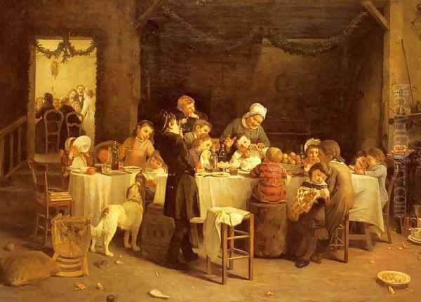 La Table Des Enfants (The Children's Table) Oil Painting by Charles Bertrand D'entraygues