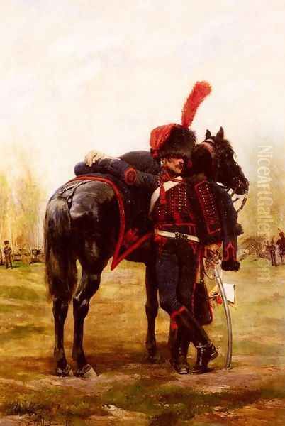 Artillerie à cheval de la Garde Imperiale (Mounted Artillery of the Imperial Guard) Oil Painting by Jean Baptiste Edouard Detaille