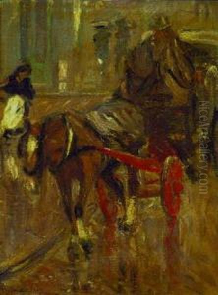 (i) Carriage In The Rain Oil Painting by Maurits Niekerk