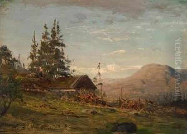 Fra Djonne Hardanger Oil Painting by Amaldus Clarin Nielsen