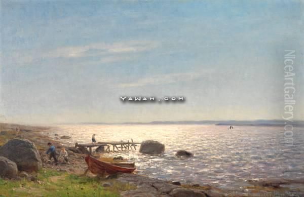 Ved Hummerstenen Oil Painting by Amaldus Clarin Nielsen