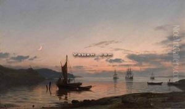 Aftenstemning Oil Painting by Amaldus Clarin Nielsen