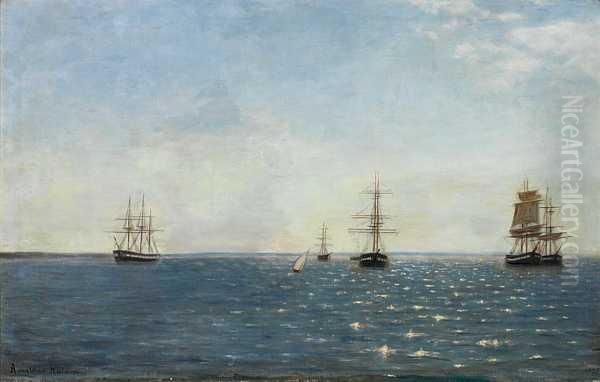 Ved Cadiz Oil Painting by Amaldus Clarin Nielsen