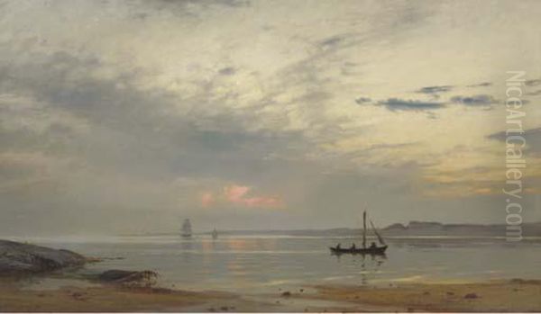 Evening Harmony In Norway Oil Painting by Amaldus Clarin Nielsen