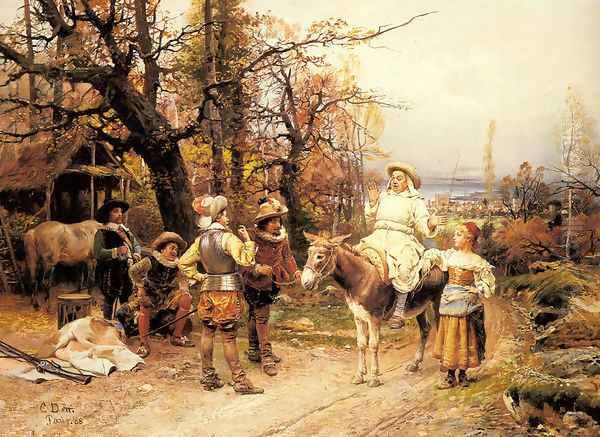 A Halt along the Way Oil Painting by Cesare-Auguste Detti