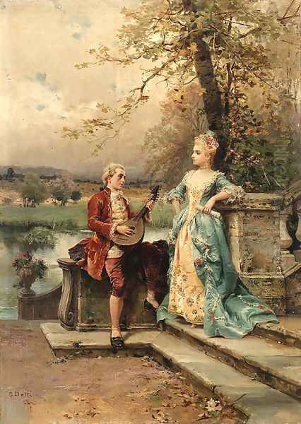 The serenade Oil Painting by Cesare-Auguste Detti