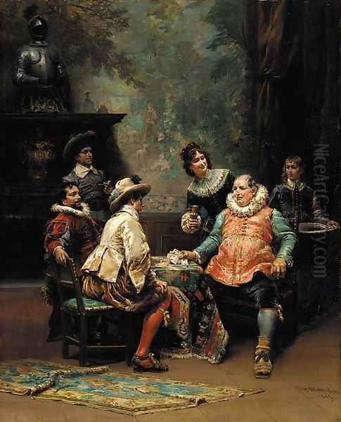 Showing his hand Oil Painting by Cesare-Auguste Detti