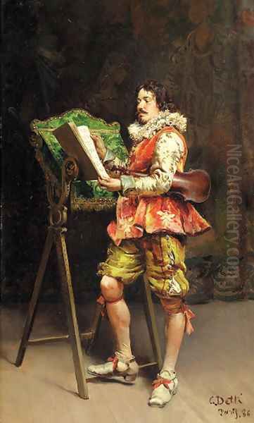 The violinist Oil Painting by Cesare-Auguste Detti