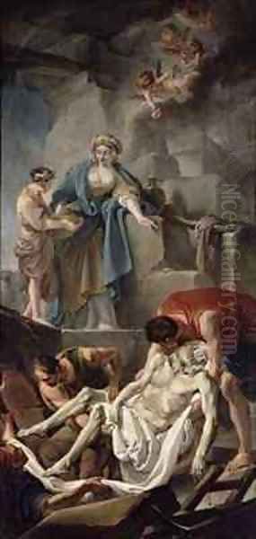 The Entombment of St Andrew Oil Painting by Jean-baptiste Deshays