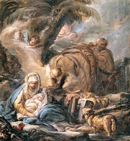 The Flight into Egypt Oil Painting by Jean-baptiste Deshays