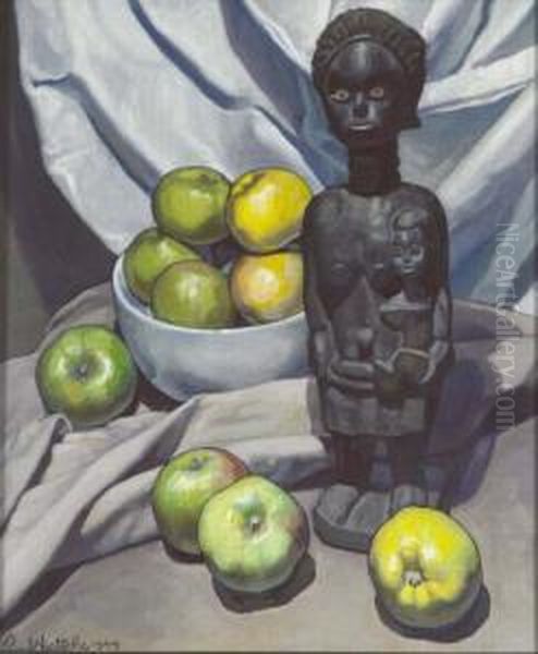 Black Eve & Green Apples Oil Painting by Paul Nietsche