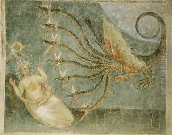 The woman clothed with the sun and the seven-headed dragon 1360-70 Oil Painting by Giusto di Giovanni de' Menabuoi