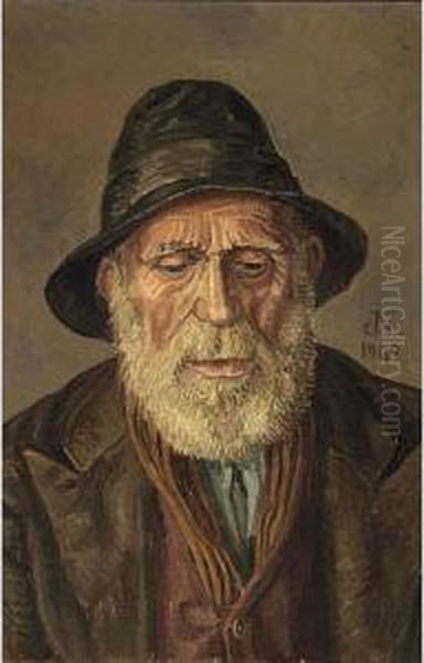 A Portrait Of A Man Oil Painting by Jaap Nieweg