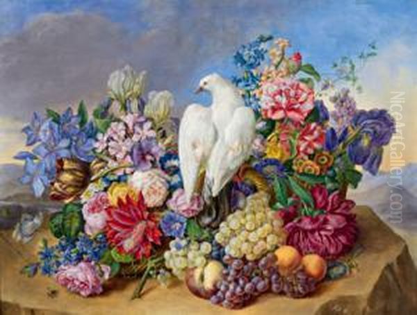 Grande Natura Morta Decorativa Con Fiori Oil Painting by Joseph Nigg