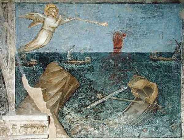 The Second Angel of the Apocalypse Creating a Storm 1360-70 Oil Painting by Giusto di Giovanni de' Menabuoi