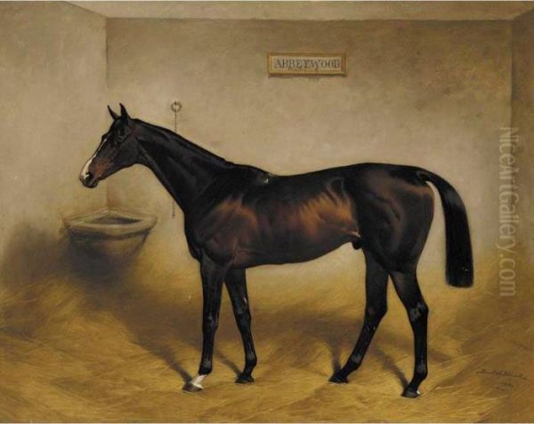 The Racehorse Abbeywood In A Stable Oil Painting by Basil Nightingale