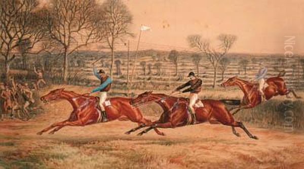 The Open Hunter's Plate At The Rugby Hunt Steeplechase Oil Painting by Basil Nightingale