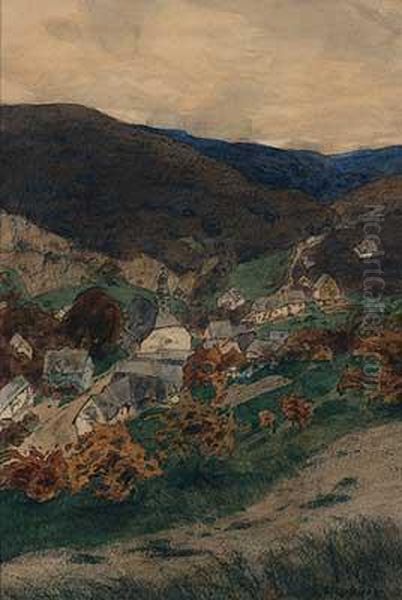 Dorf In Der Eifel Oil Painting by Erich Nikutowski