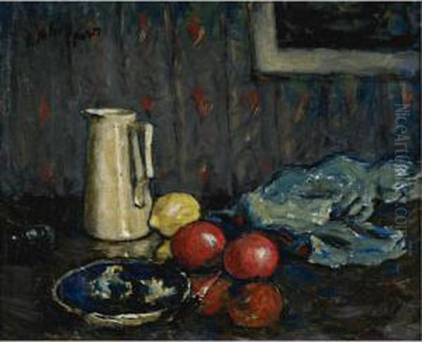 Nature Morte Bleue Au Pot Blanc Oil Painting by Peter Alexandrovitch Nilouss