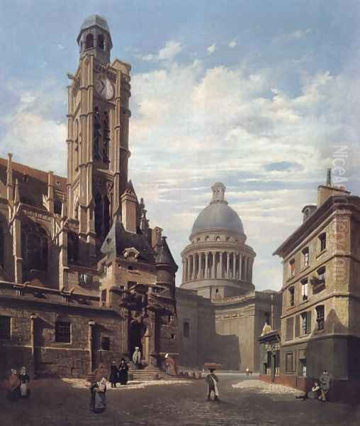 A View of The Pantheon and the Church of Oil Painting by Jules Dupre