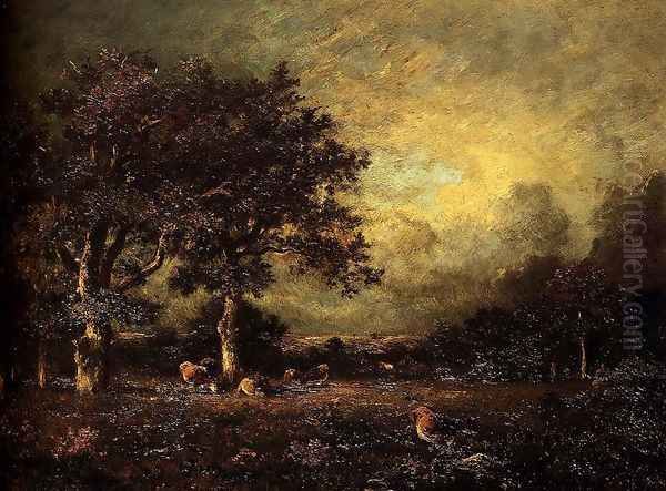 Landscape with Cows Oil Painting by Jules Dupre