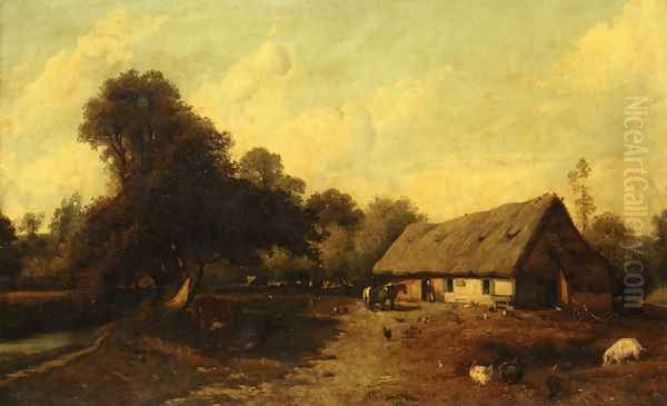 The Barnyard Oil Painting by Jules Dupre