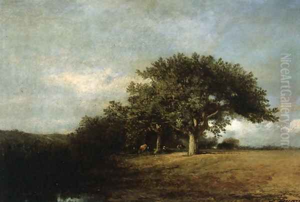 Landscape with Cows I Oil Painting by Jules Dupre