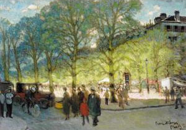 Parisian Square With Kiosks Oil Painting by Petr Alexandrovich Nilus