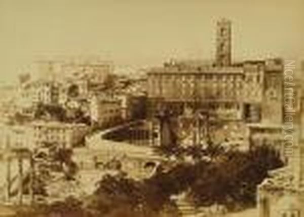 The Capitol; Trajan's Column; The Arch Of Titus Oil Painting by Giuseppe Ninci