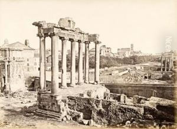 Il Tempio Di Saturno Ed Il Foro Romano. Oil Painting by Giuseppe Ninci