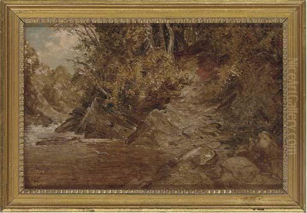 A Highland Stream Oil Painting by Pollok Sinclair Nisbet