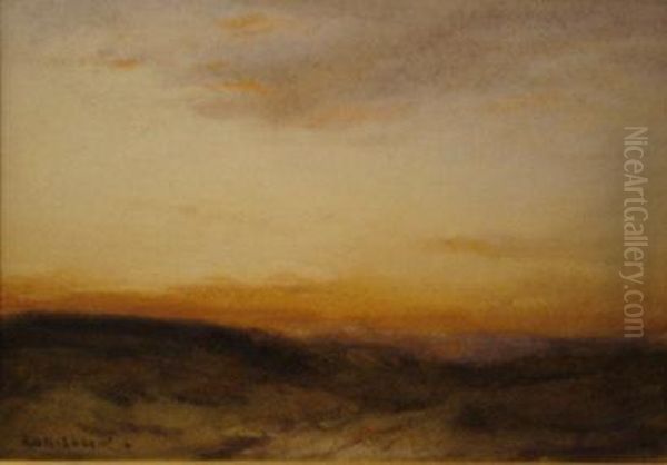 Sunset Landscape Oil Painting by Robert Buchan Nisbet