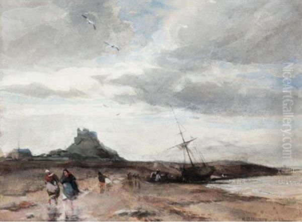 Holy Island Oil Painting by Robert Buchan Nisbet