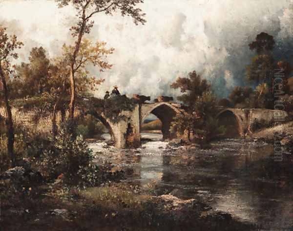 Le vieux pont Oil Painting by Jules Dupre